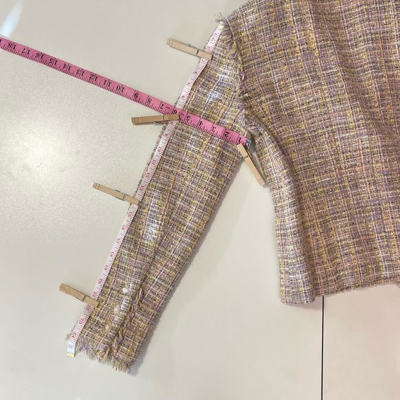 SOLD 🐣🌸 CHANEL blazer jacket skirt suit set tweed Boucle pink purple yellow - Picture 12 of 16